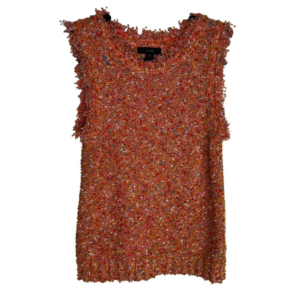 J.Crew Size XS‎ Orange Bouclé Knit Sleeveless Preppy Sleeveless Sweater Top